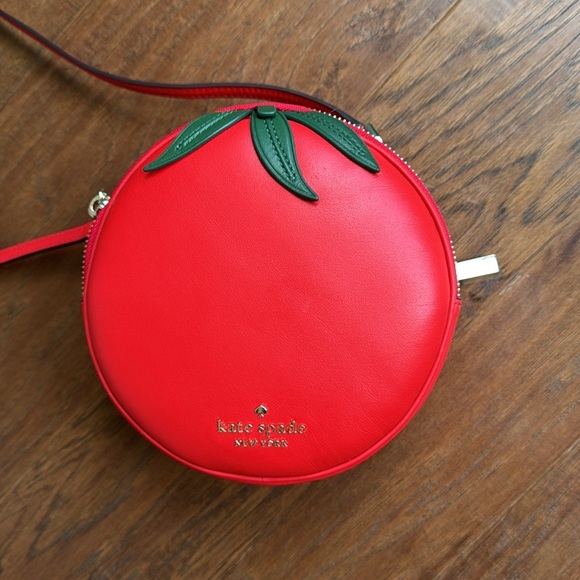 Kate Spade Double Mangia Small  Red Tomato Crossbody Bag Like New - Picture 9 of 9